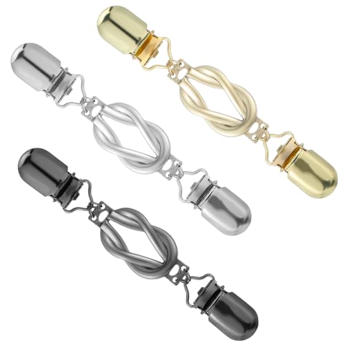 Lusofie 3 Stück Vintage Pullover Clips Cinch Clip Damen Waist Clip Cardigan Clip Kleider Taillenspanner Retro Dekorative Kleiderklammern Für Kleidung Hosen Schalkragen Strickjacken (3 Farben)
