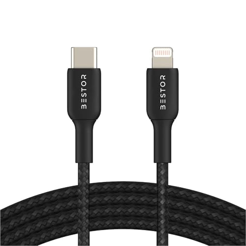 Image of BESTOR Type-C to 8 pin Cable 27W Rapid Charging, 480Mbps Data Sync Compatible with iPhone, iPad, MacBook, iMac, and AirPods (1.2Meter)
