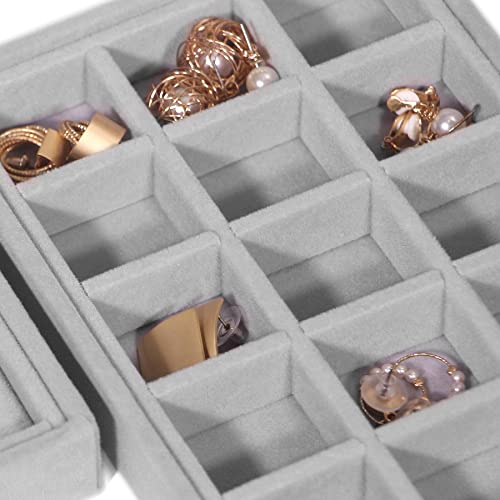 Diommell 8 Pack Stackable Velvet Jewelry Trays Organizer, Jewelry Storage Box Display Trays Showcase Holder Closet Dresser Drawer Organizer For Earring Necklace Bracelet Ring Accessary #TOP5