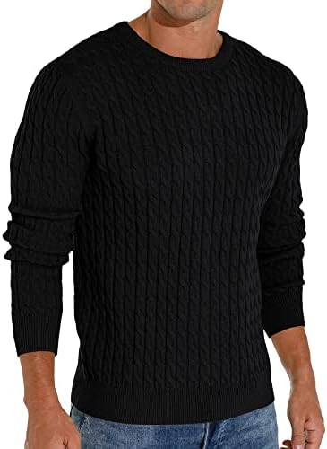 Askdeer Men's Pullover Sweater Crewneck Classic Soft Knitted Sweaters with Ribbing Edge Black