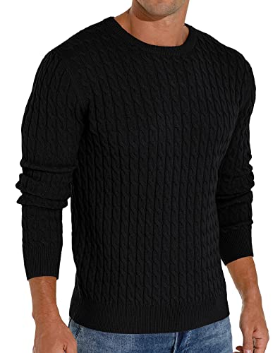 Askdeer Men's Pullover Sweater Crewneck Classic Soft Knitted Sweaters With Ribbing Edge Black #TOP7