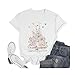 Bobeutou Magic Kingdom Shirts for Women Floral Castle Graphic T Shirt Flower Holiday Vacation Shirt Funny Cute Tee Tops (White,L,Large)
