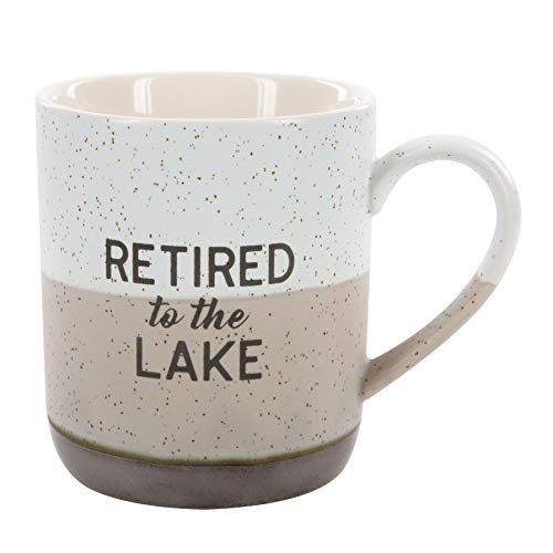Pavilion Gift Company Large 15 Oz Stoneware Coffee Cup Mug Retired To The Lake, 1 Count (Pack Of 1), Grey #TOP14