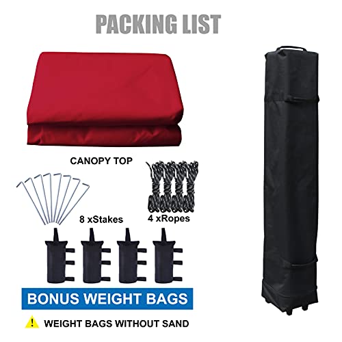 Mastercanopy Portable Pop Up Canopy Tent With Large Base(10X10,Red) #TOP4