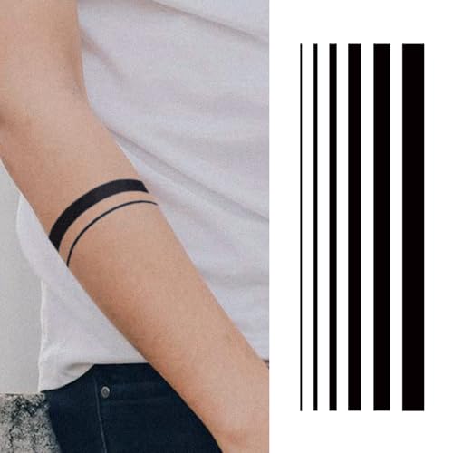 WEEKINK Minimalist Fine Line Temporary Tattoos for Adults – Black Line, Geometric & Abstract Thin Tattoo Stickers, Realistic Long-Lasting Fake Tattoos for Sleeve, Hand & Forearm