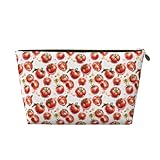 Nevjipu Bolsa organizadora de maquillaje de viaje pequeña de piel, con bonito estampado de tomates, bolsa de aseo de viaje para mujeres y hombres, bolsas organizadoras para bolso con cremallera