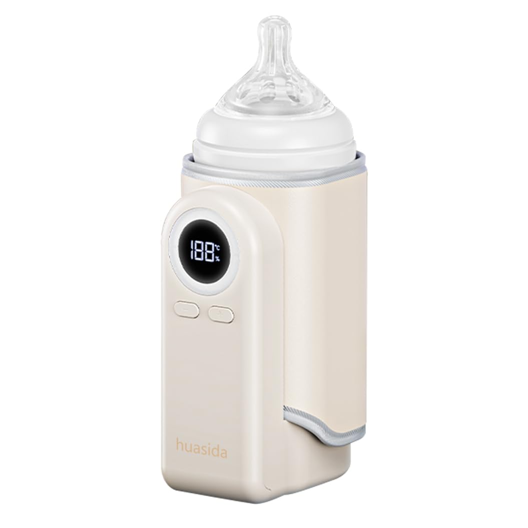 Chauffe-biberon portable pour un chauffage rapide et une conservation du lait chaud à température constante, compact et léger (blanc)