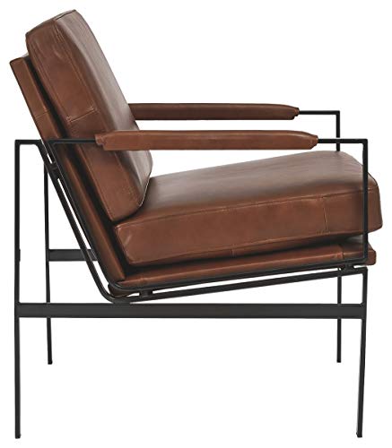 Signature Design By Ashley Puckman Mid-Century Modern Leather Accent Chair, Brown #TOP5