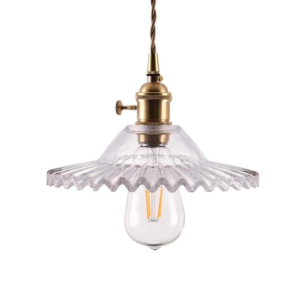 Luminaire de plafond en laiton et verre ondulé d'exception artisanale