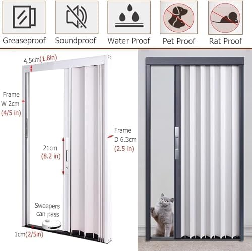 Custom Size Folding Door with Lock & Keys - Removable Waterproof Sliding Door for Outdoor Use, Dimensions 46x80in (116x203cm), Durable Temporary Entry Solution