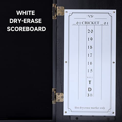 Professional Solid Wood Classic Dartboard Cabinet With Dart Scoreboard. Dart Board & Darts Not Included（Black） #TOP4