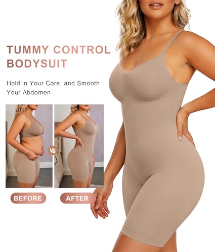 Image of SHAPERX Shapewear for Women Tummy Control Bodysuit Mid Thigh Body Shaper Shorts for a Lifted Look