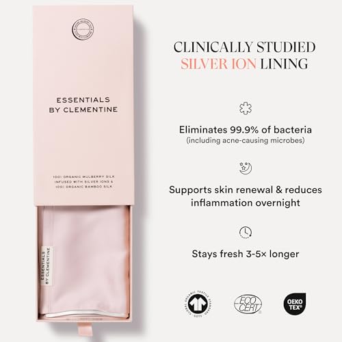 Image of Clementine Sleepwear Essentials Organic Queen Size Pillowcase Ballet Pink | Two-Tone Bamboo and Silver Ion Silk for Acne-Prone Skin, Anti-Aging, and Hydrated Hair and Skin