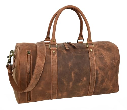 Sac de gym en cuir vintage cognac taille S pour sport et voyage