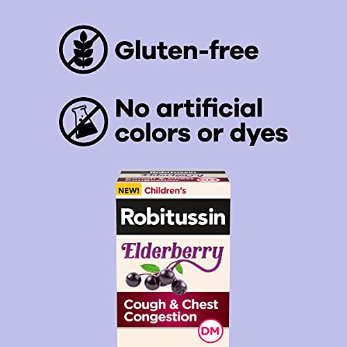 Robitussin Elderberry Cough + Chest Congestion Dm Children's Cough Medicine, Chest Congestion Relief And Cough Syrup - 4 Fl Oz #TOP3
