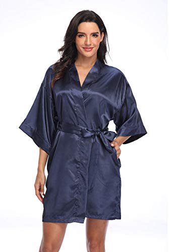 Image of Women's Pure Short Silky Robes Bridesmaid Bride Party Satin Robes Sleepwear