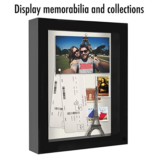 Americanflat 8X10 Shadow Box Frame In Black With Soft Linen Back - Composite Wood With Polished Glass For Wall And Tabletop #TOP4