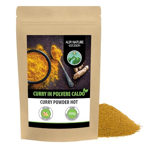 Alpi Nature Curry in Polvere Piccante 500g, Curry Indiano, Mix di Spezie Piccanti per Cucina