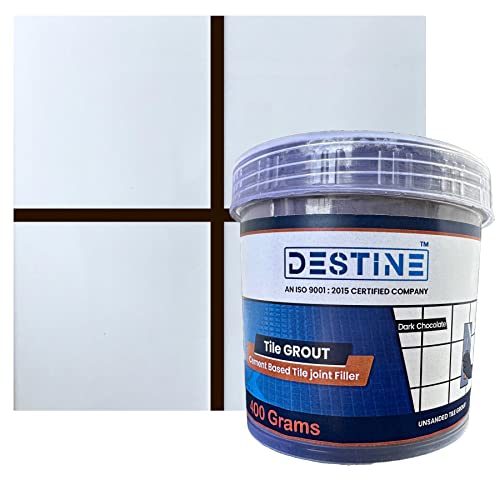 Image of DESTINE READY-TO-MIX inchTILE GROUT inch (16 COLOURS) (ALL PACKS: 100 Gm,250 Gm,400 Gm,800 Gm,1 Kg), Waterproof, Cement Based Tile Joint Filler, Crack Filler, Tiles Gap Filler (400 Gm, Dark Chocolate)