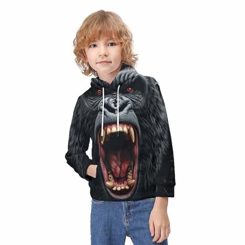Pull gorille 3D garçon 13-15 ans avec sweat à capuche manches longues