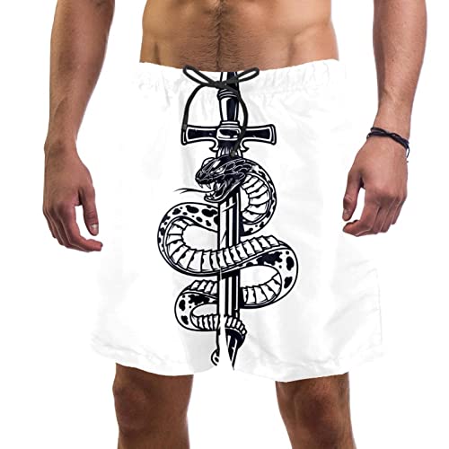 XQSSB Vintage tatuaje concepto patrón traje de baño traje de baño playa surf pantalones cortos para hombres L, multicolor, Large-X-Large