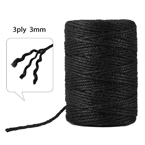 3Mm 328 Feet Black Natural Jute Twine, For Crafts Gift, Craft Projects, Wrapping, Bundling, Packing, Holiday Packaging Twine, Gardening And More, Jute Rope To Use Around The House And Garden #TOP1