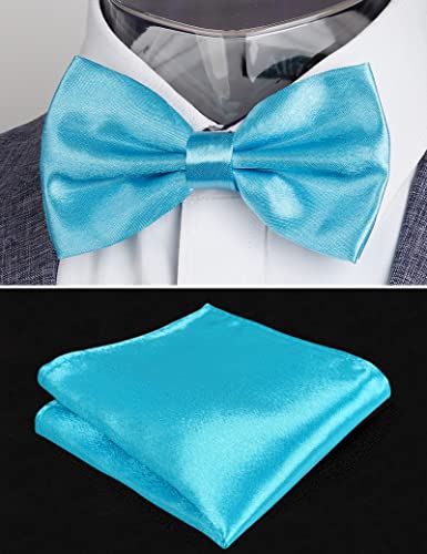 Image of Alizeal Mens Multicolored Silk Solid Cummerbund Bow Tie Set | with Cummerbund Pocket Square Pre-tied Adjustable for Mens Gift