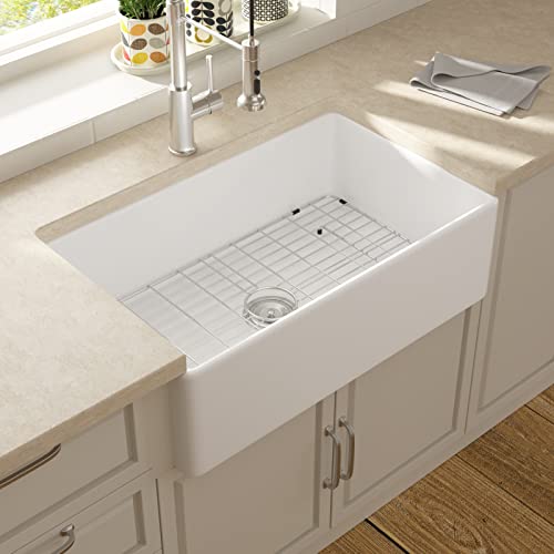 36 Inch White Farmhouse Sink - Lordear 36 Inch White Farmhouse Kitchen Sinks Apron Front Fireclay Porcelain Ceramic Single Bowl Glossy Farm Kitchen Sink #TOP1