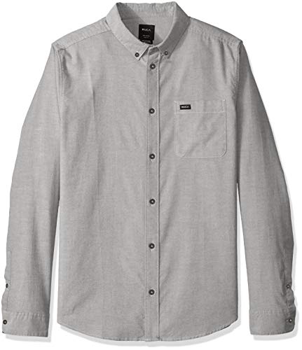 RVCA Men's Thatll DO Stretch Long Sleeve Button UP Shirt, Pavement, XXL