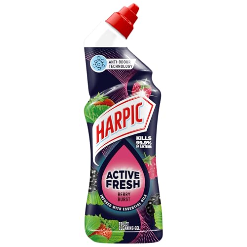 Harpic Active Fresh Berry Burst Toilet Cleaning Gel| Infused with Essential Oils, Removes Stains and Limescale | Long Lasting Fragrance | 750 ml