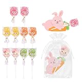 10 Stück Süßigkeiten für Ostern,Osterhasen Süßigkeiten,Enthält Rosa Hasen-Grußkarten und Weiße Gazebeutel,Easter Candy,Ostersüßigkeiten für Kinder,Ostern Geschenke