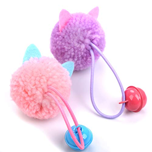 STOBOK Brinquedos de bola de gato com sino de pelúcia, rato, gato, mastigar, pompom, brinquedo de pe