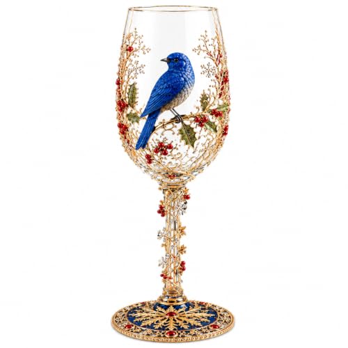 Christmas Bird Champagne Glass (Winter Bluebird)