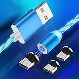 LED Flowing Magnetic Charging Cable 3.3ft/6.6ft Light Up Visible Glowing Colorful Lights Shining 3...