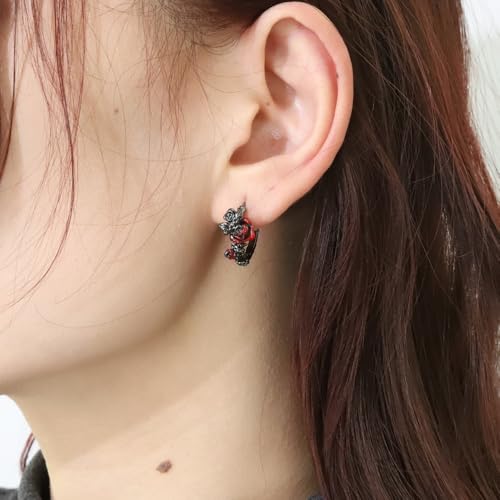 Gothic style personality red rose earrings Fashion punk style black earrings exquisite ladies accessories4