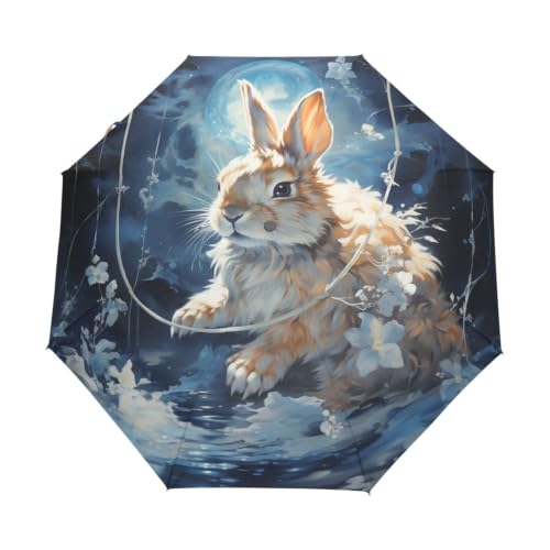 Parapluie voyage ultra-léger motif lapin lune pour la plage