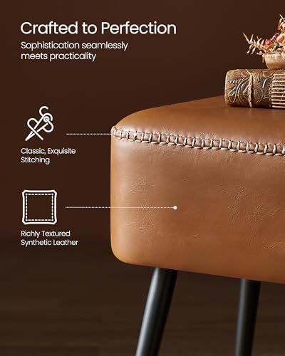 Image of VASAGLE Bench for Entryway, PU Leather, Steel Legs, Loads 660 lb