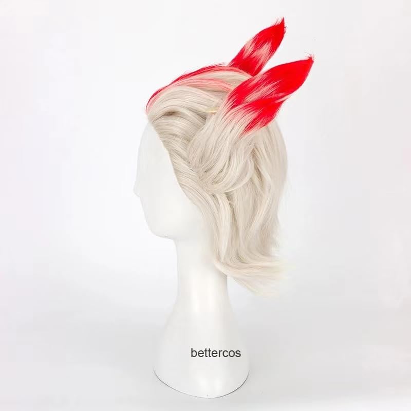 Rakan Men's Silver Mix Red Cosplay Wig Hair Role Play Halloween Christmas Costume Comic Convention Heat Resistant Synthetic Wigs+Wig Cap