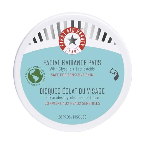 First Aid Beauty Facial Radiance Pads, Exfoliating Pads with AHA, 28 Count