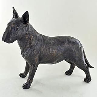 Prezents.com Large Bull Terrier Dog Standing Painted Bronze Resin Sculpture - Pet Gifts Stand Out Home Decor H19cm