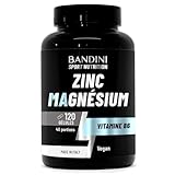 Bandini® Zinc Magnesium ULTRA | Complexe Zinc + Magnésium + Vitamine B6 | Complément avec Dosage Optimal | Facilite la prise de Masse et la Récupération Musculaire 120 unités