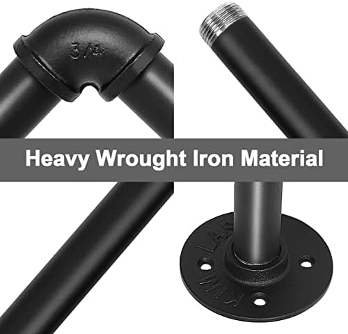 KingSaid 23 Inch Iron Pipe Towel Bar Wall Mount DIY Industrial Pipe Towel Bar Rustic Iron Decor Bathroom Hardware Towel Bar Accessory for Bathroom Handrail Towel Rack Holder Hanger(Black)