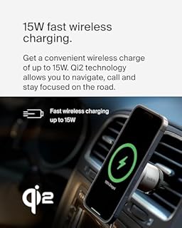 Belkin MagSafe-Compatible Wireless Car Charger 15W, Fast Charging Wireless Charger - Powerful Magnetic Vent Holder for iPhone 17, 16, 15, 14, 13 Series, Pixel 10, Secure Car Phone Mount - White