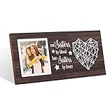 MayAvenue Sister Friendship Gifts Wooden Photo Frames - No Sisters by Blood, But Sisters by Heart Picture Frame for Friend Sister Girls Bridesmaid Birthday Graduation Christmas Thank You Gifts - 3x3 Photo