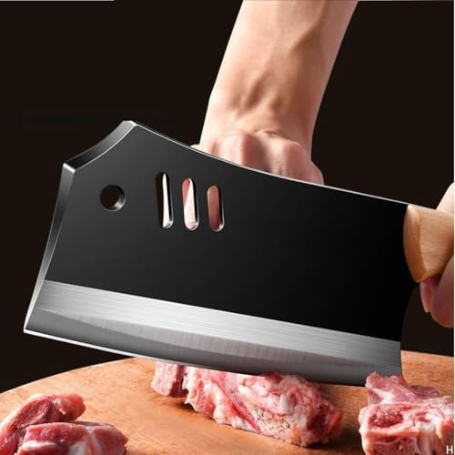 Image of 7.2-inch Meat Cleaver Knife, Butcher Knife, Boning Knife High Carbon Stainless Steel,Restaurant, Meat Cleaver Knife for Home,BBQ and Kitchen (1Piece, Black)