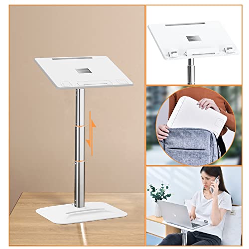 Adjustable Lap Desk White, Xuenair Portable Laptop Lap Desk For Bed With Legs, Travel Lap Tray With Tablet Slot Book Clip For Writing Reading Working Eating (White & Sliver, Plastic & Aluminum) #TOP6