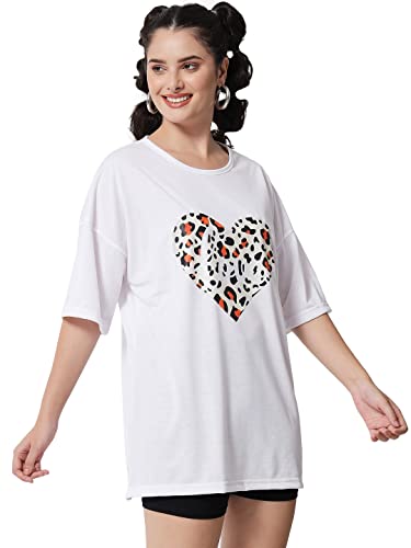 Image of KOTTY Women's Oversized T-Shirts | Cotton Blend||Stylish Prints & Solids||Long Length||Loose fit