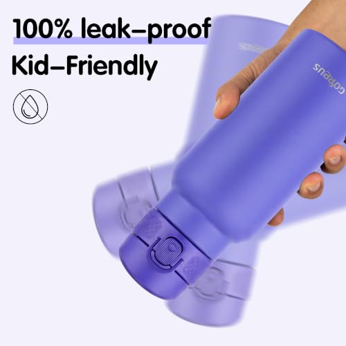 Image of GOPPUS 17oz Insulated Water Bottle with Leak-Proof Flip Lid & Carry Handle,Double-Wall Stainless Steel Bottle for School,Outdoor,and the Gym(Purple)
