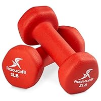 ProsourceFit Neoprene Dumbbell Coated for Non-Slip Grip, 3 lb