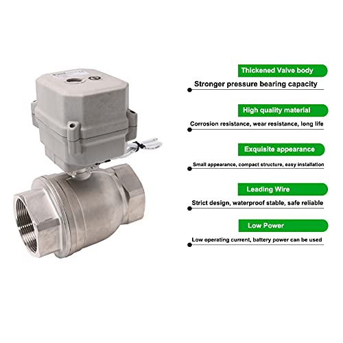 BOKYWOX NPT 1.5'' Motorized Ball Valve DC24V Electrical Ball Valve CR2-01 with Indicator and Manual Override